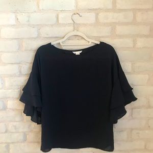 H&M Navy Blue Fun Sleeve Blouse Size 10/M